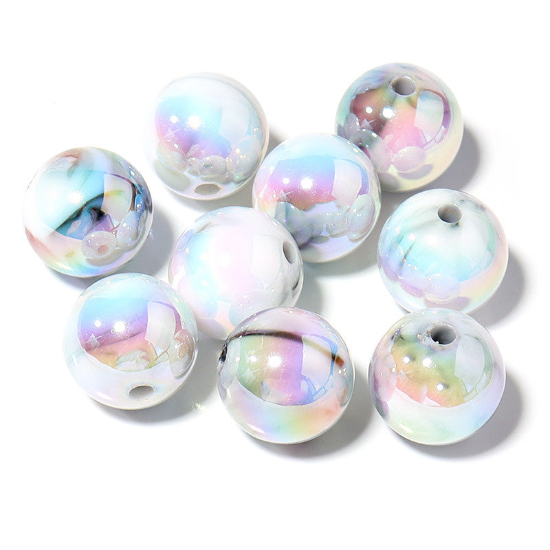 Wholesale Beads 16MM Acrylic Colorful Glass Round Straight Hole Beads 10pcs DIY OLY-BDS-JS001